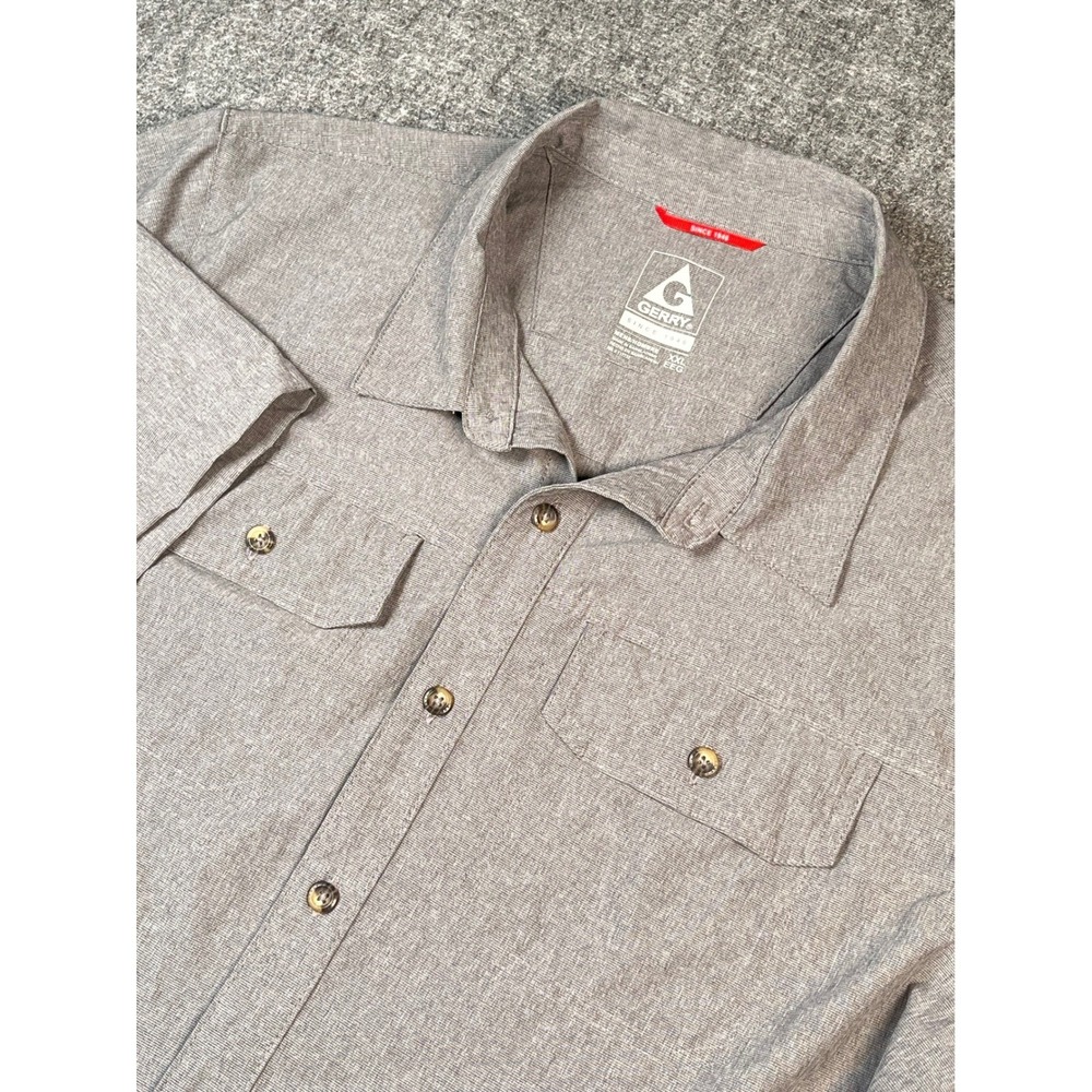 Gerry Men 2XL Short Sleeve Buttonup performance Shirt Gray Casual Outdoor Travel